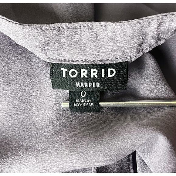 Torrid Harper Georgette Pullover Tunic Blouse 3/4 Sleeve Gray Ridge Plus Size 0X - Picture 9 of 10